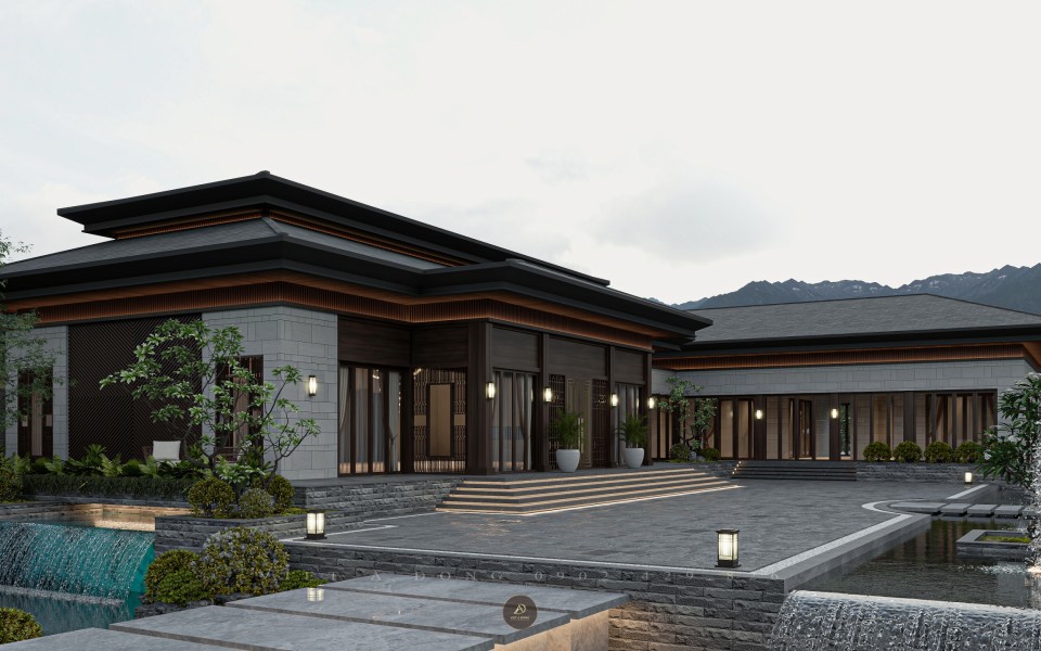 Thiết kế kiến trúc biệt thự gỗ óc chó tại Bình Dương - Chị Hương